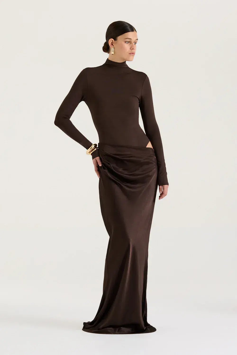HENNE Soraia Long Sleeve Dress Chocolate Brown Size S / AU 8 photo 2