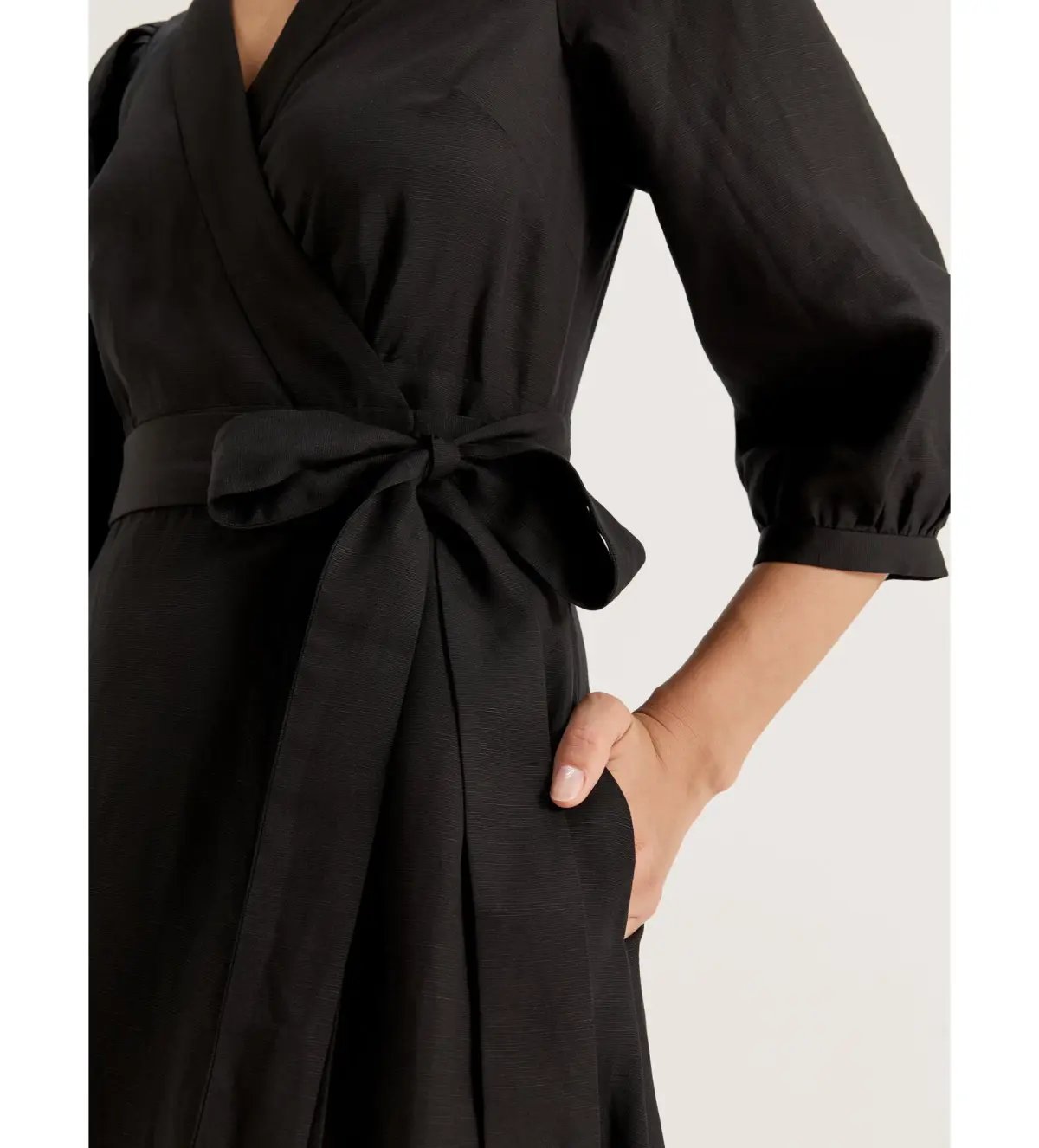 Review Cancun Wrap Midi Dress Black Size AU 18 photo 5