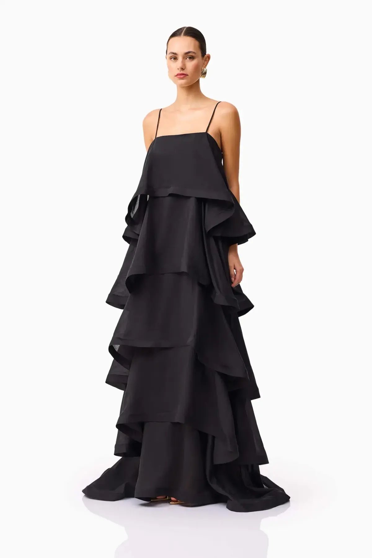 Elliatt Tilly 5 Tiered Maxi Dress Black Size M AU 10 photo 2