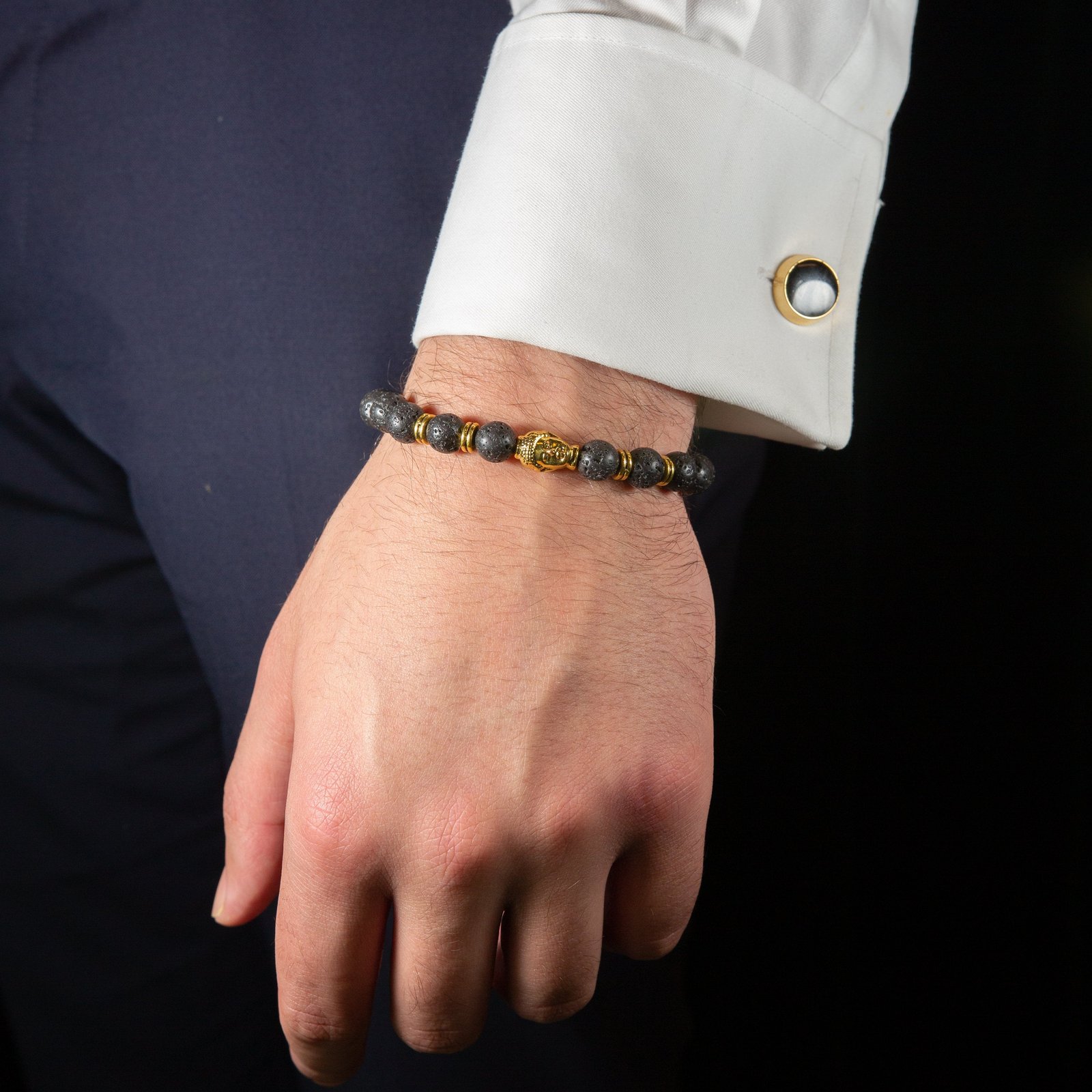 Buddha Lavastone Bracelet - Gold photo 2