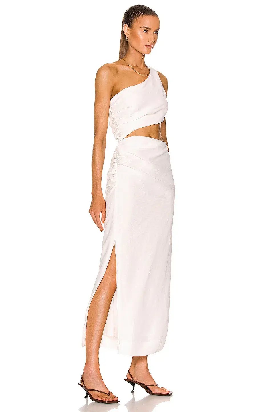 Sir The Label Clemence One Shoulder Midi Dress in Ivory Size 0 photo 2