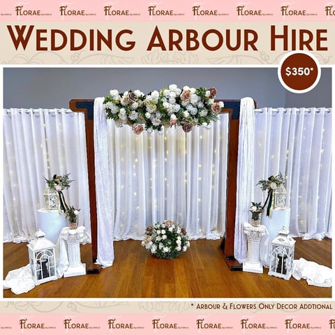 Wedding Flowers + Arbour + Flowers + Wedding Decor Hire