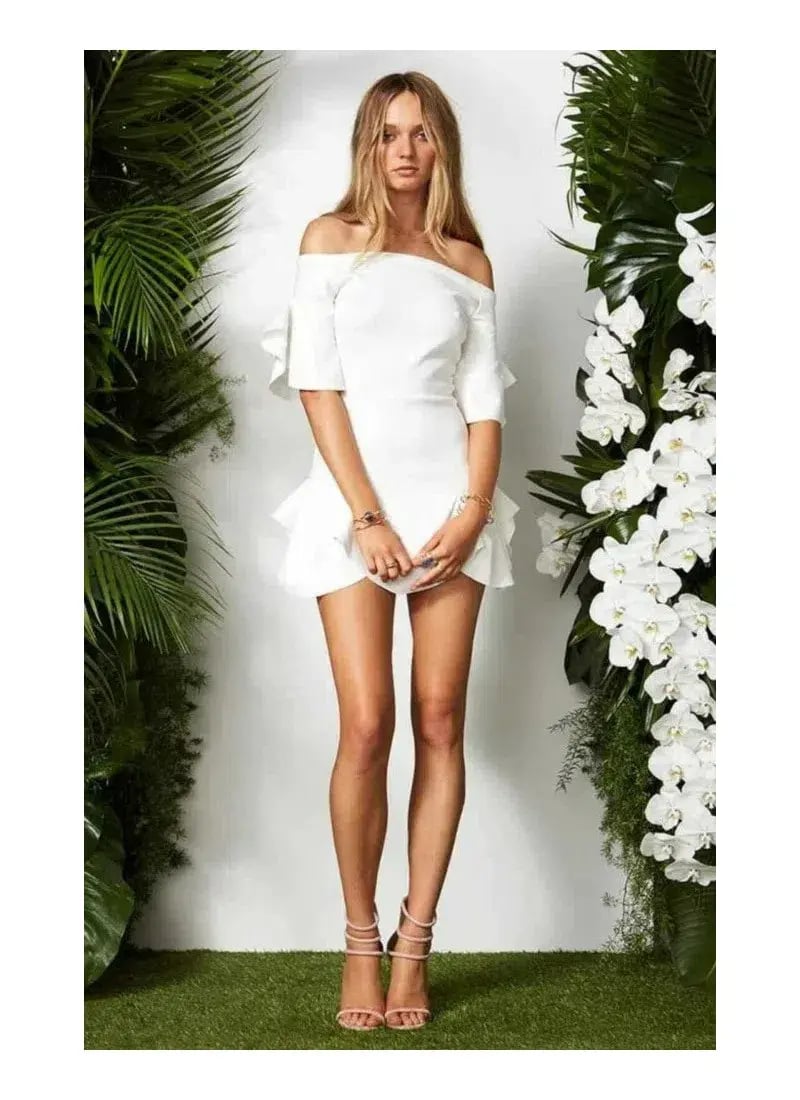 Maurie and Eve Jagger Off Shoulder Mini Dress White Size 6 photo 2