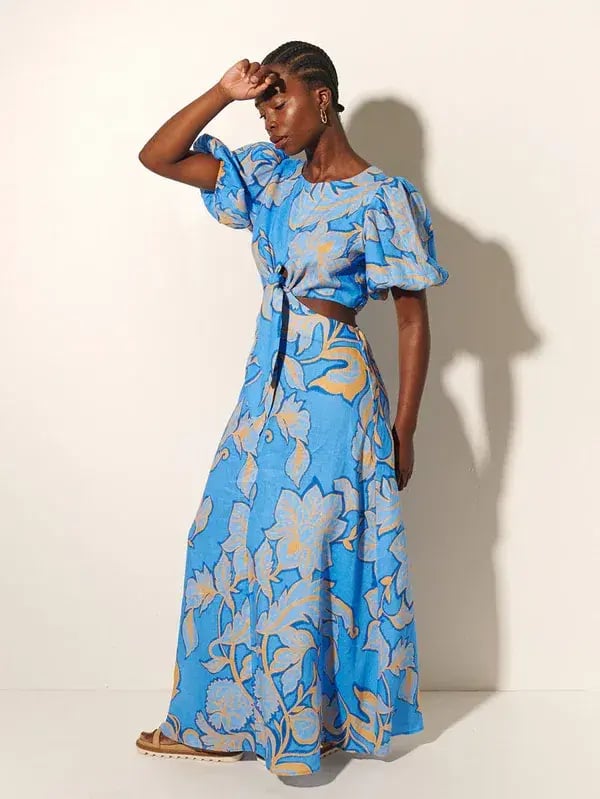 Kivari Taniana Cut Out Maxi Dress Blue Floral Size 12 photo 5