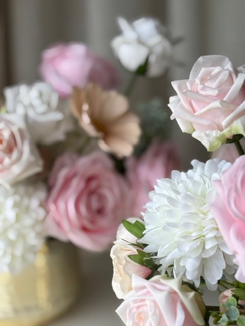 Olivia Centrepiece –  Faux Florals in Gold Vase photo 3