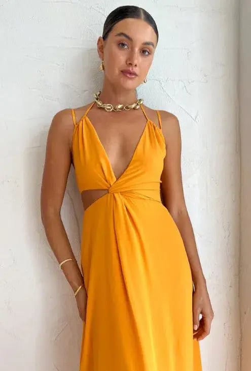 Tojha Isadora Cut Out Midi Dress In Sunset Size 10 photo 2