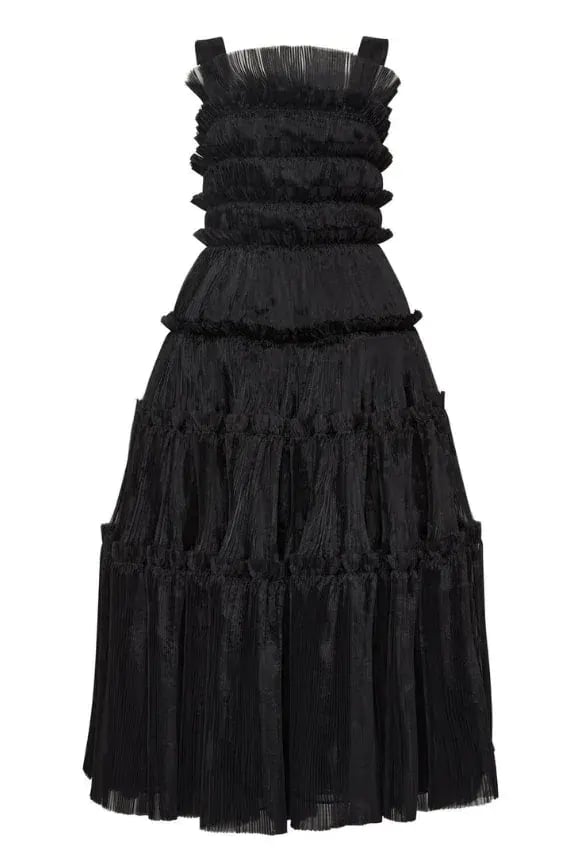 Aje Jacinto Pleated Midi Dress in Black Size AU 12 photo 3