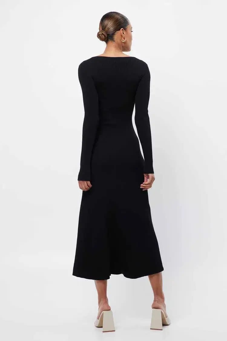 Mossman Twist and Turn Knit Midi Dress Black Size 10 photo 2