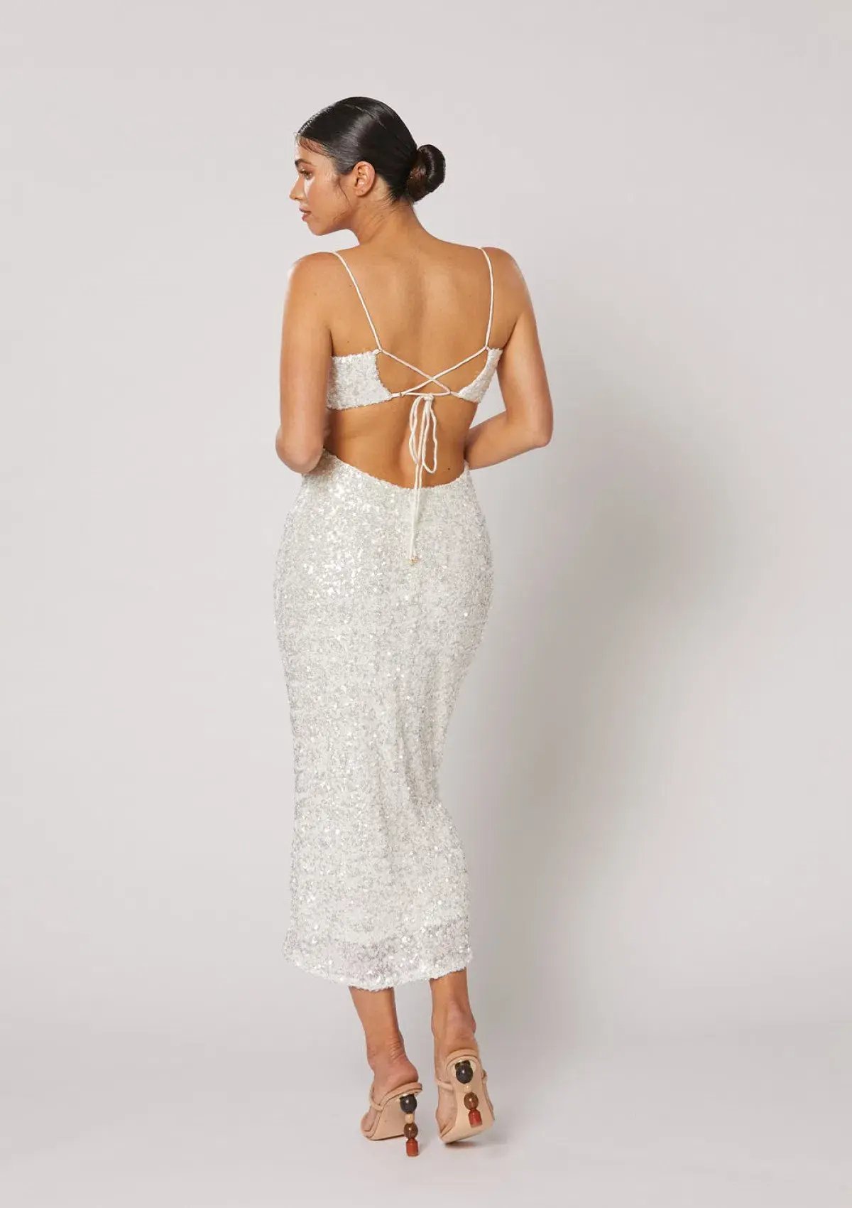 Winona Asha Ring Dress White Sequin Size 10 photo 2