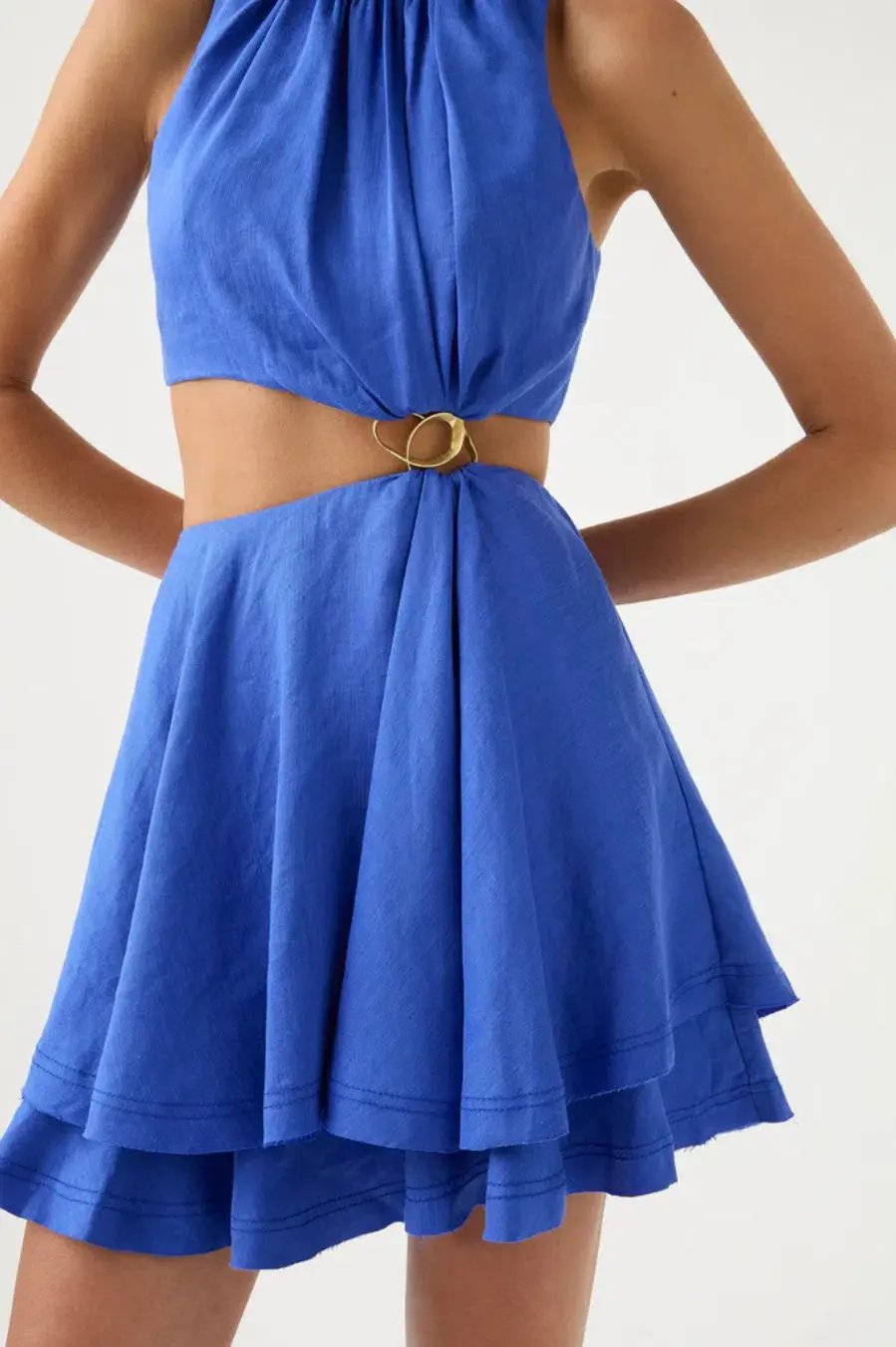 Aje Holt Cut Out Ring Mini Dress Marine Blue Size 10 photo 2