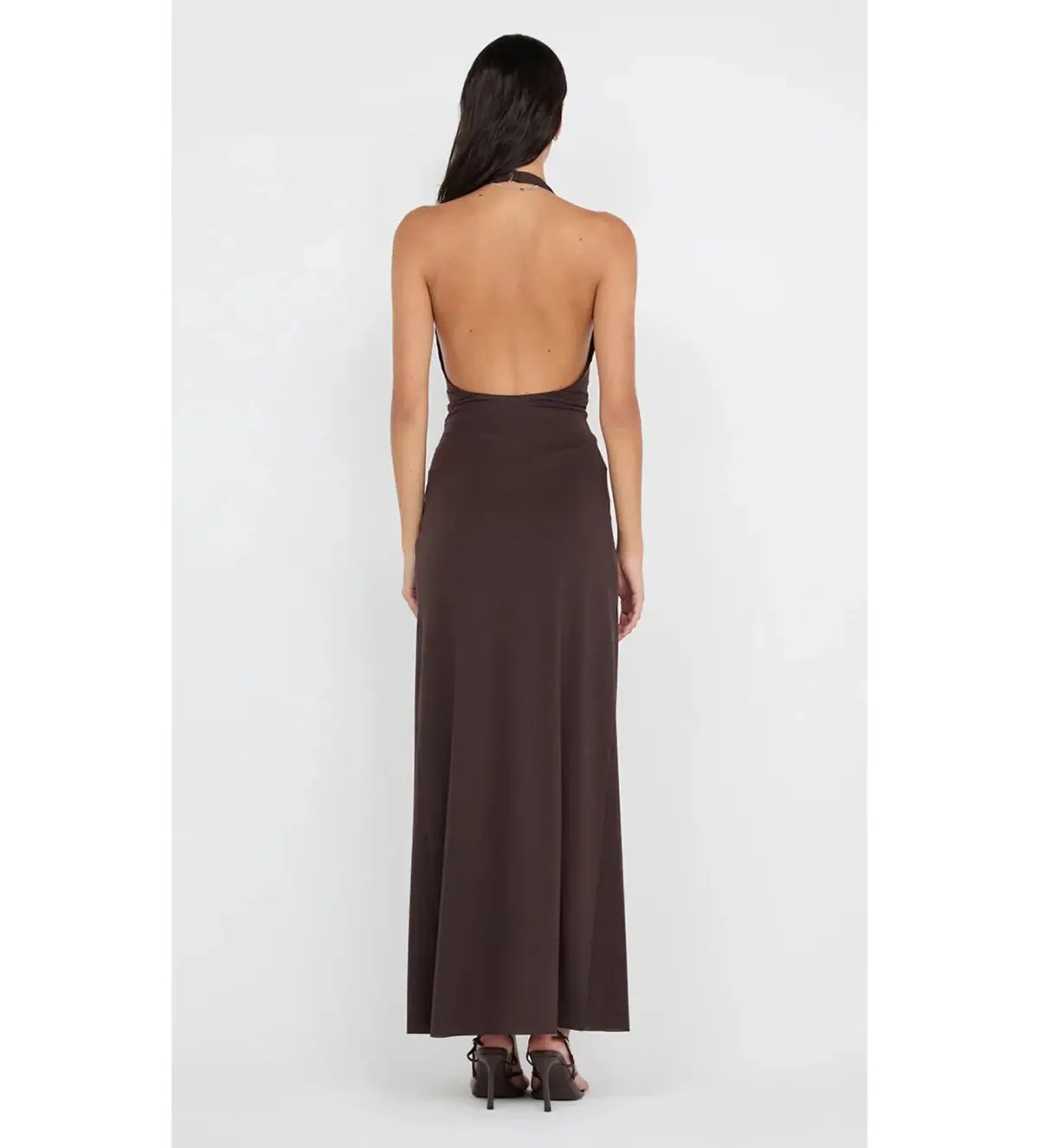 Bec and Bridge Tillie Drape Maxi Dress Dark Chocolate Size 12 photo 3
