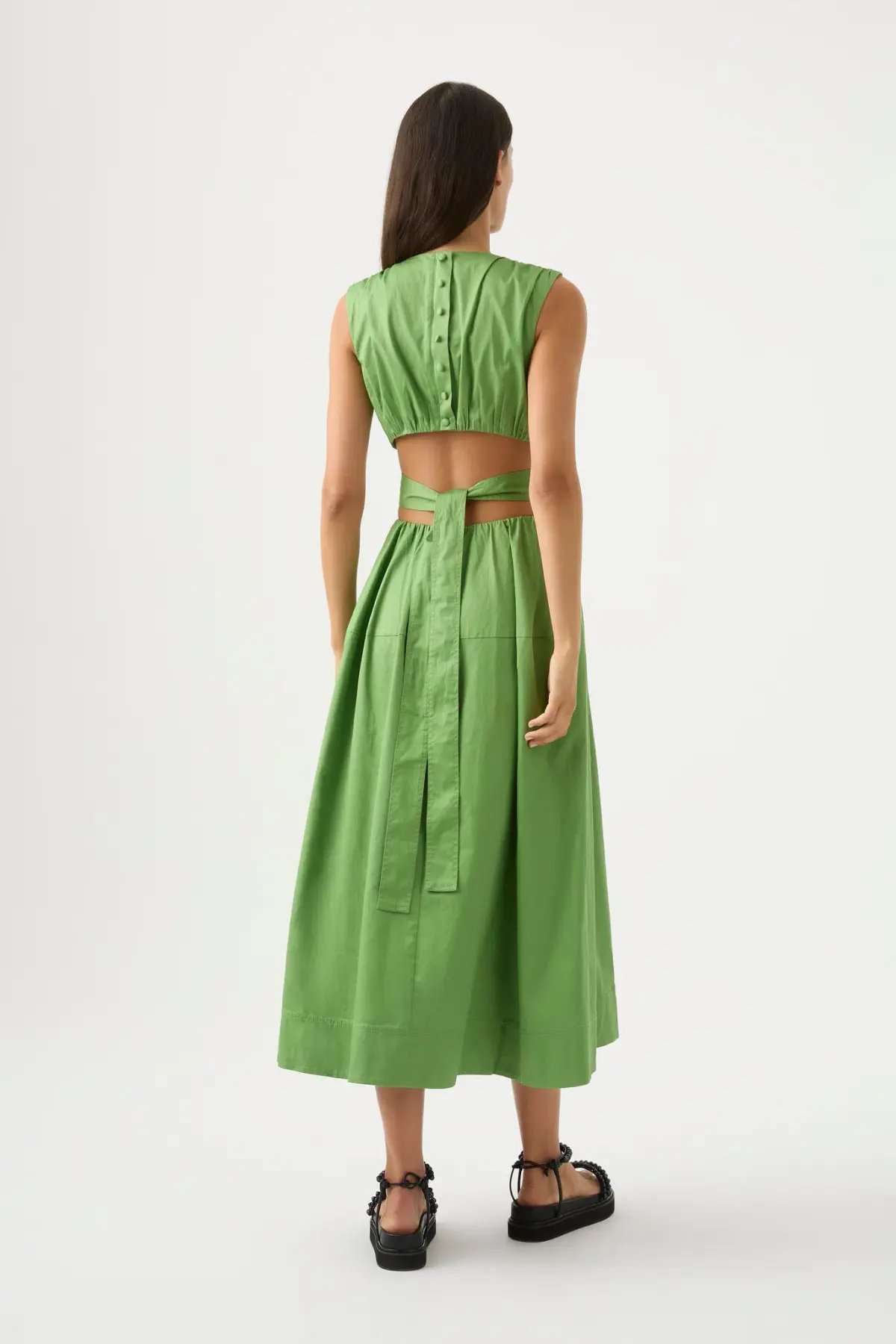 Aje Zorina Tie Midi Dress Fern Green Size 10 photo 2