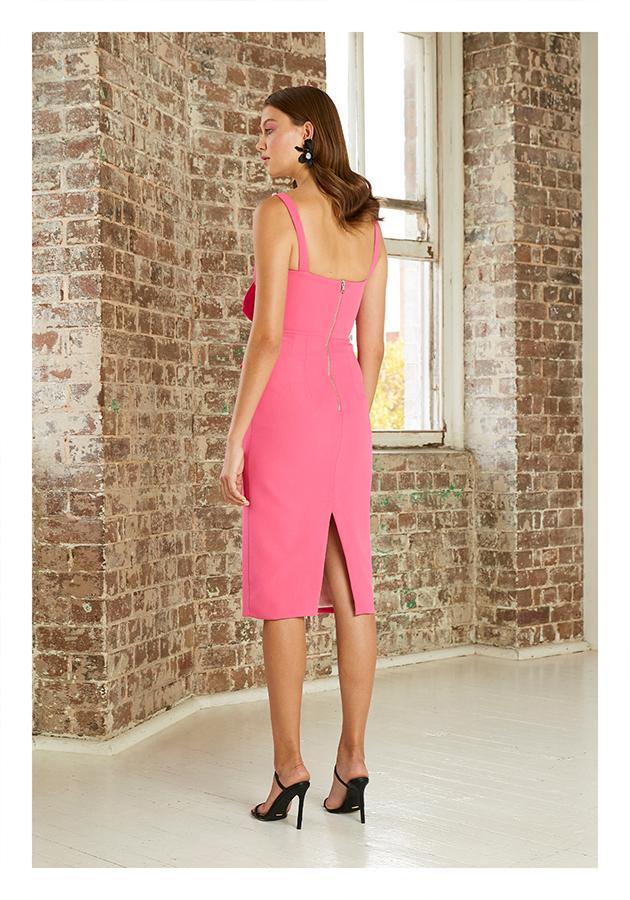 By Johnny Belle Bow V Midi Dress Pink Size 14 photo 3