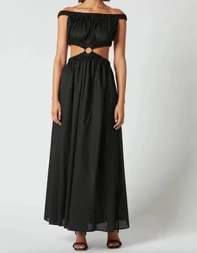 Scanlan Theodore Cotton Voille Ring Maxi Dress Black Size M /Au 10 photo 7