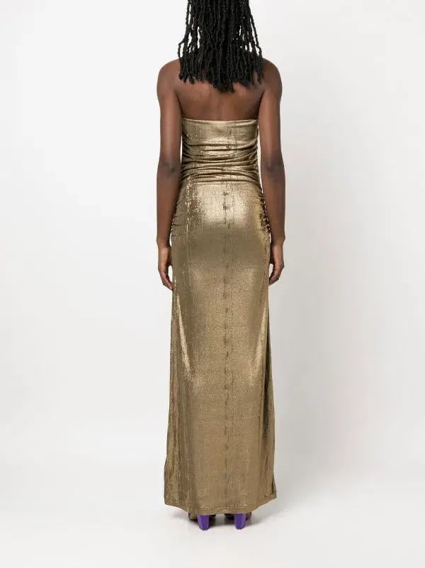 Diesel Metallic Ruched Halterneck Gown Size 10 photo 8