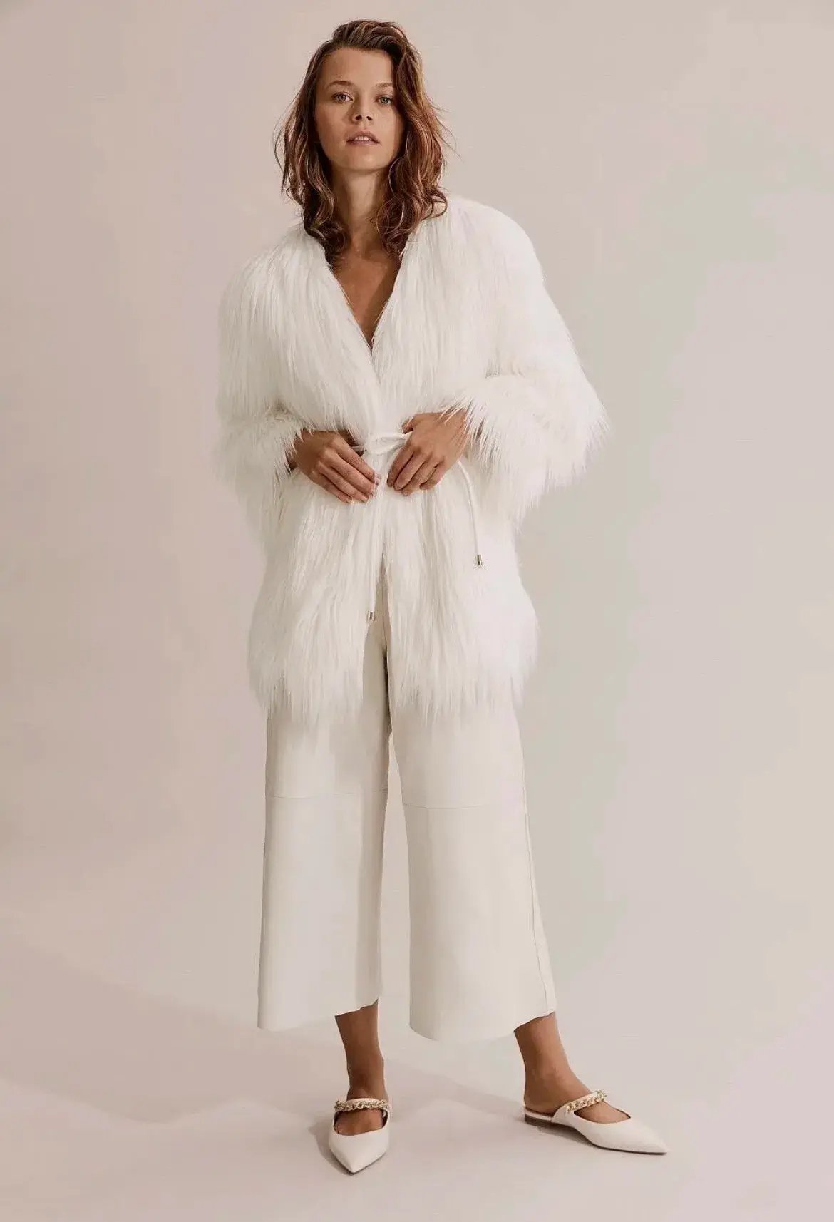 Country Road Luxurious Leather Culotte Pants White Size AU 14 photo 4
