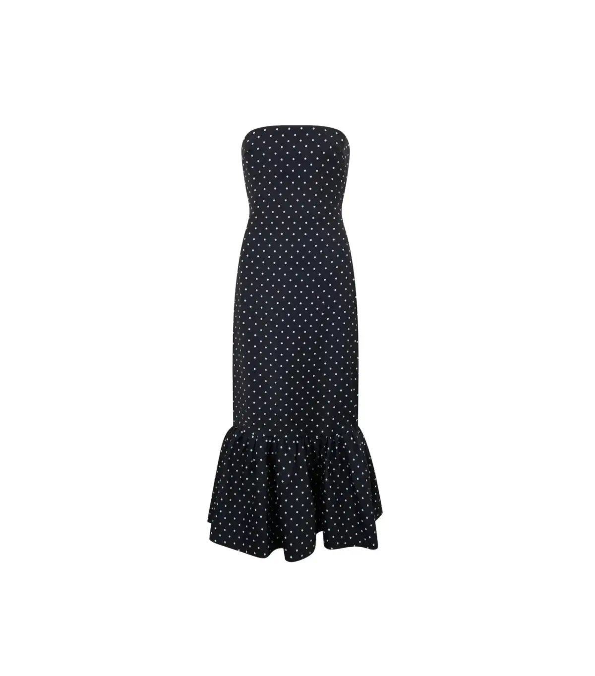 Odd Muse Strapless Peplum Midi Dress in Navy Polka Dot Size M / AU 10 photo 4