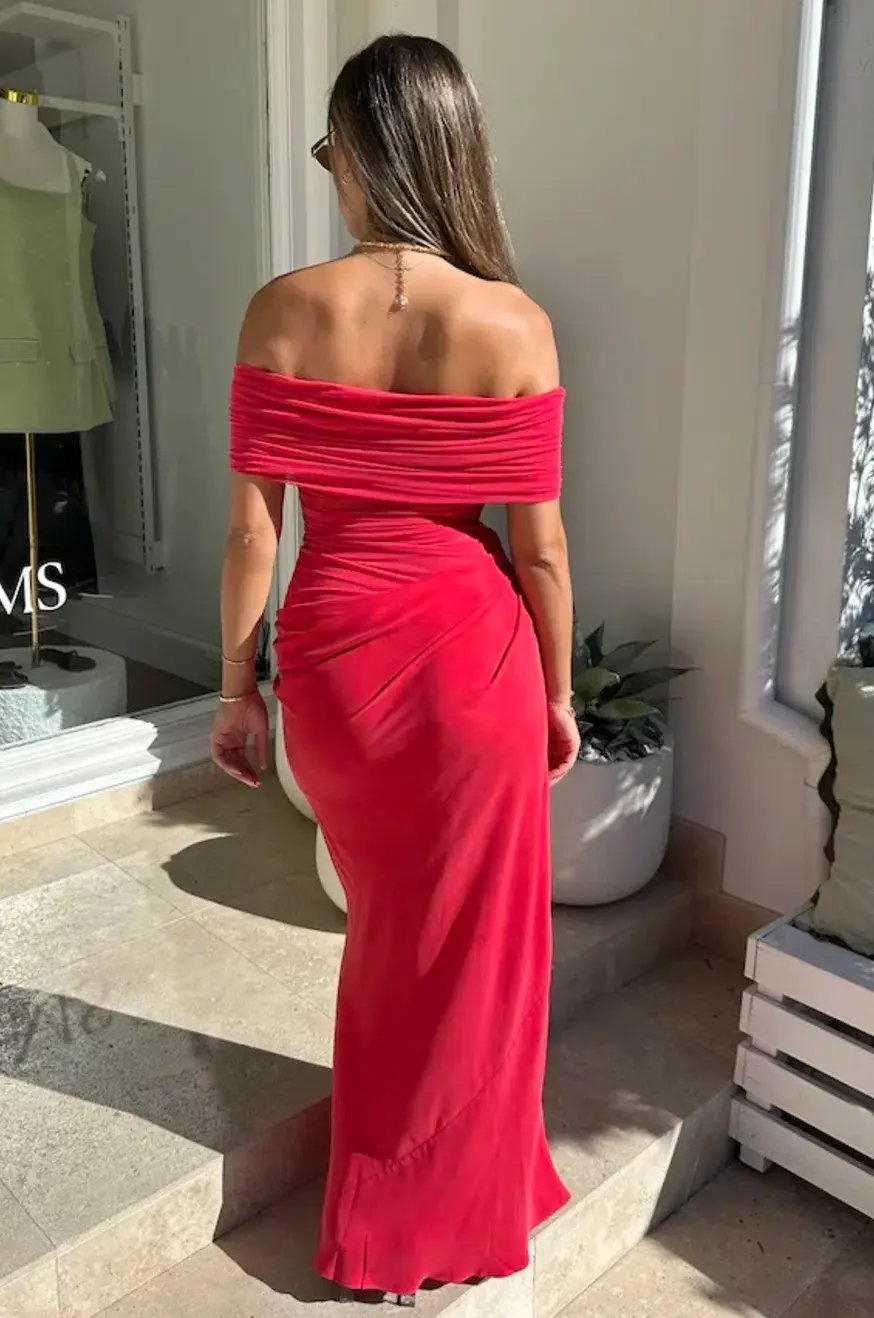 Benni Nico Off Shoulder Maxi Dress Watermelon Size 8 photo 2