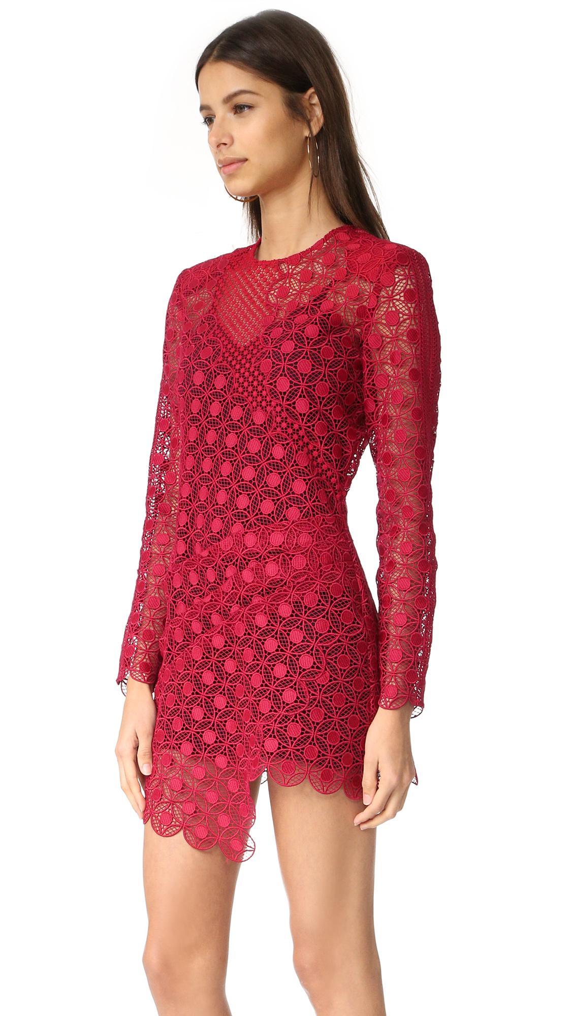 Self Portrait Strike Mini Dress red size 10 photo 3