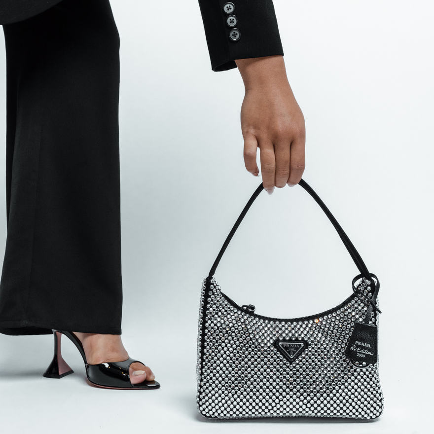 Prada Black Satin Crystal Mini Bag photo 2