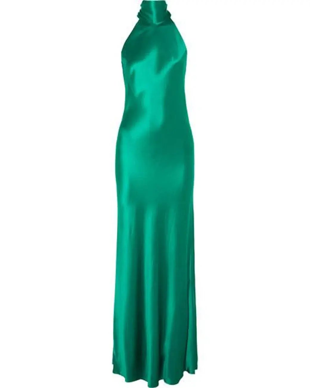 Galvan London Sienna Silk Satin Halter Neck Gown Emerald Green Size 8 photo 5