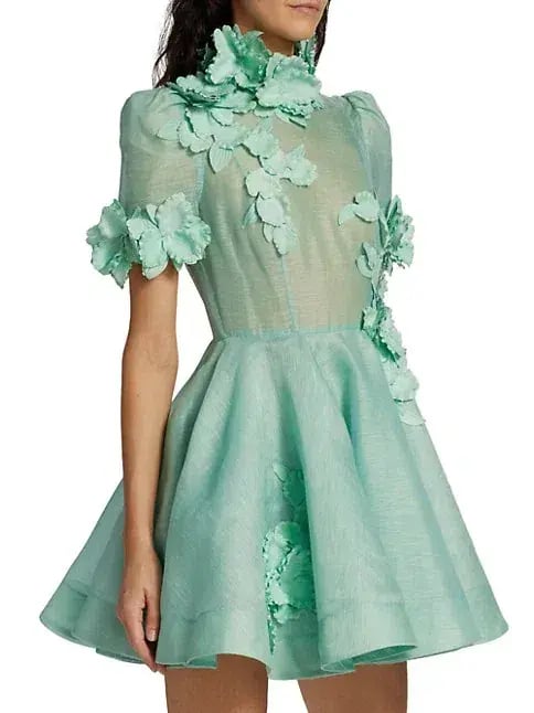 Zimmermann High Tide Lift Off Flower Mini Dress Mint Size 1 /Au 10 photo 2