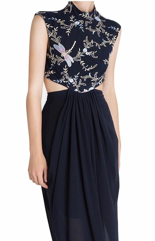 Carla Zampatti The Venus Diaphanous Gown Navy Size 4 photo 2