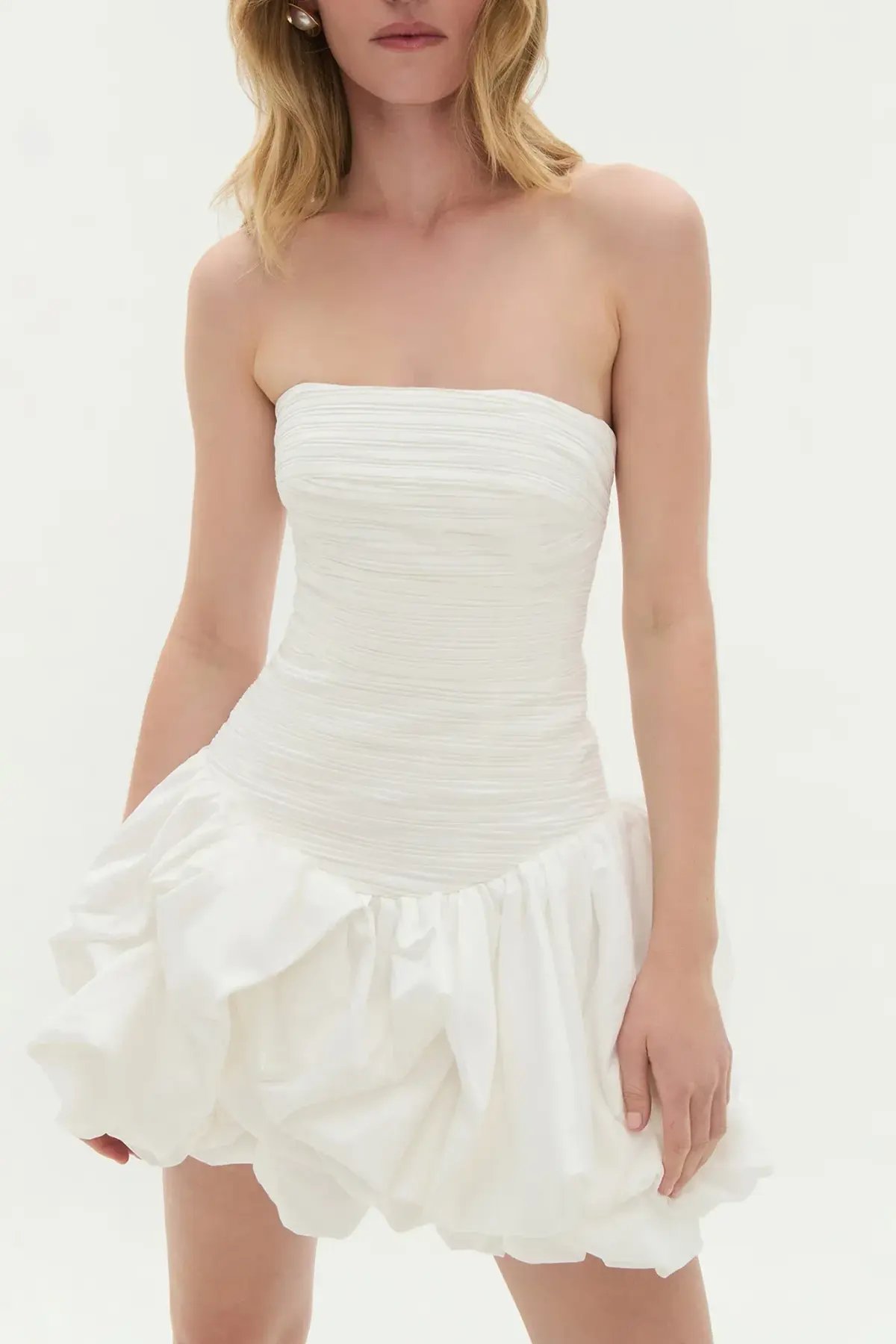 AJE  Violette Bubble Hem Mini Dress in ivory white | size 6 xs photo 6