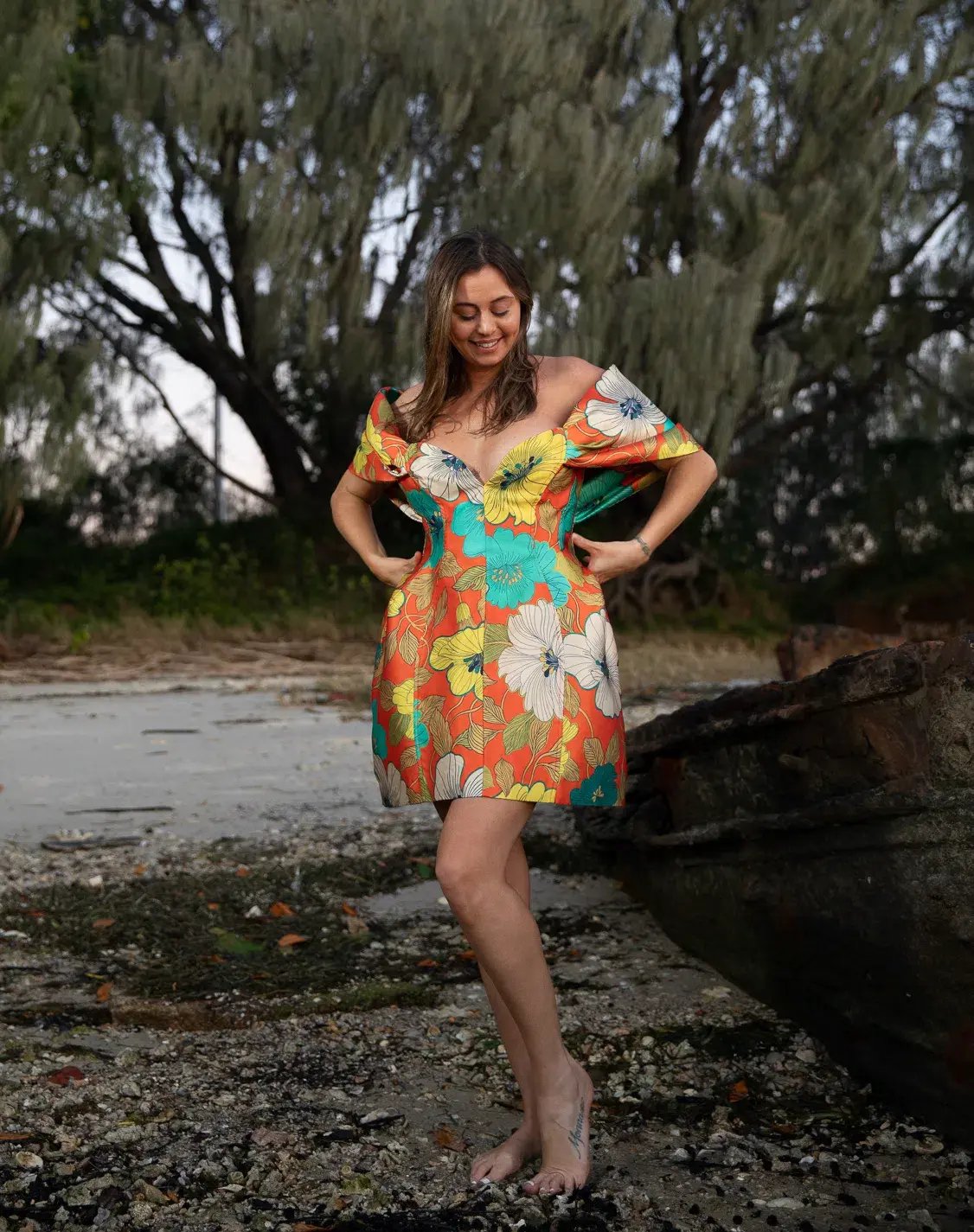 Alemais Piato Sculpt Mini Dress Marigold Multi Floral Size 14 photo 2