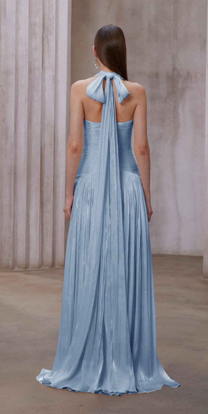 URANIE BLUE GATHERED MAXI DRESS photo 5