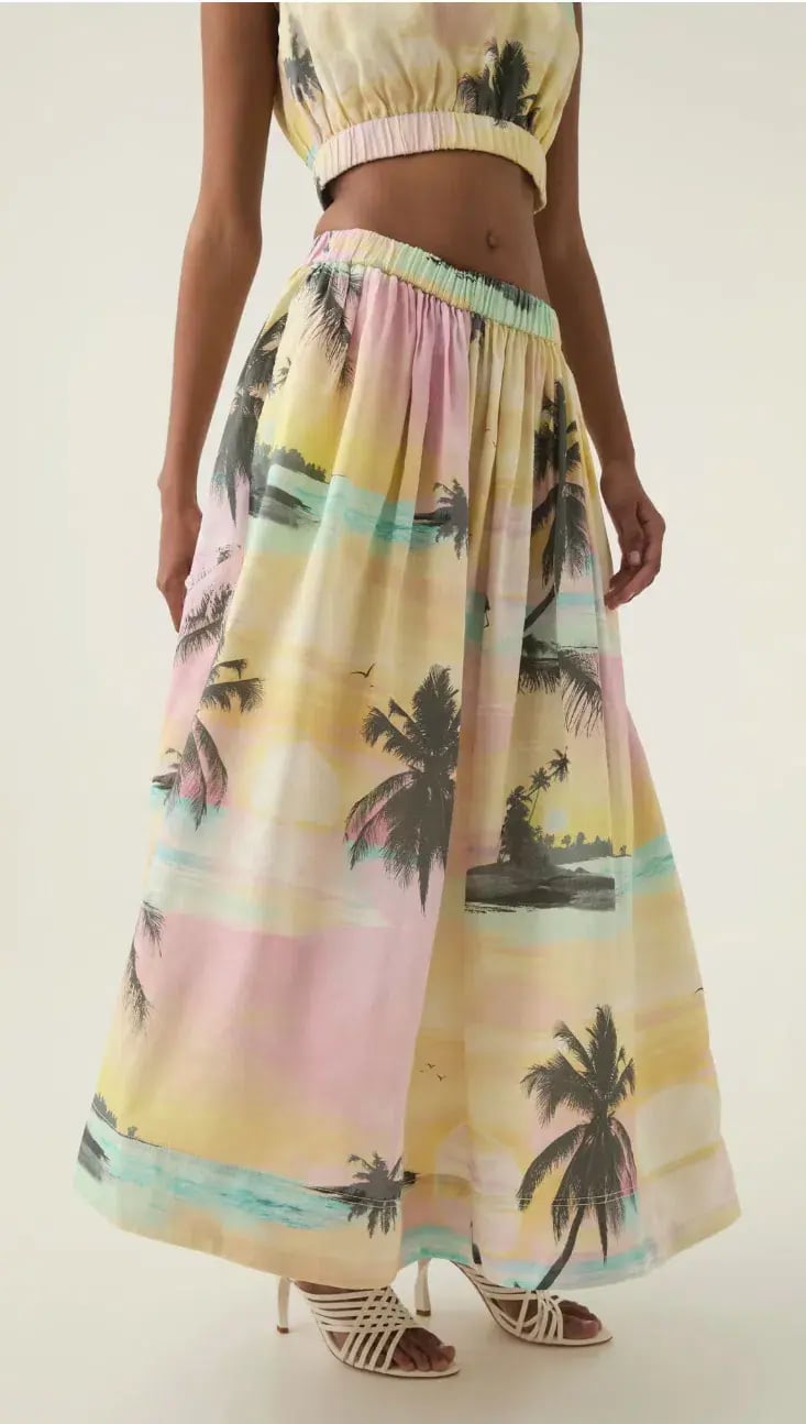 Aje Nicolette Elasticated Top Size 14 and Maxi Skirt Size 10 Set Sunset Sky photo 5