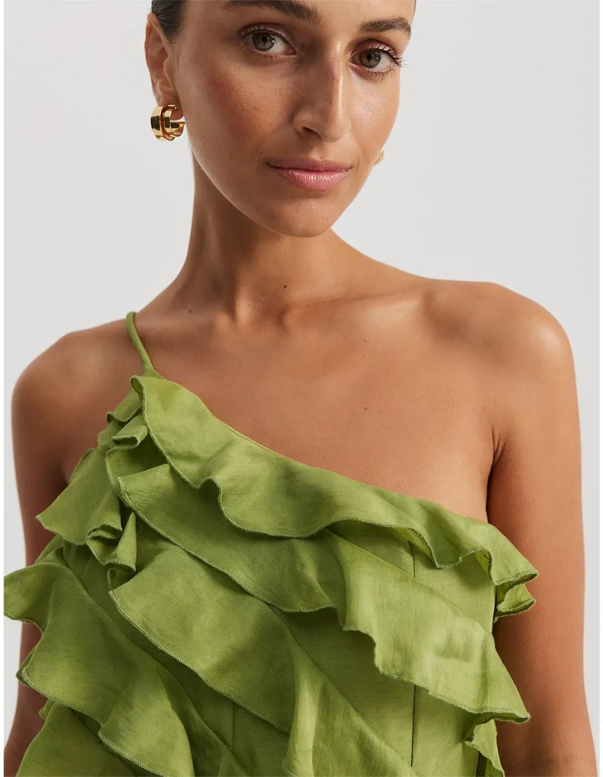 Country Road Cactus Ruffle Maxi Dress Green Size 4 photo 2