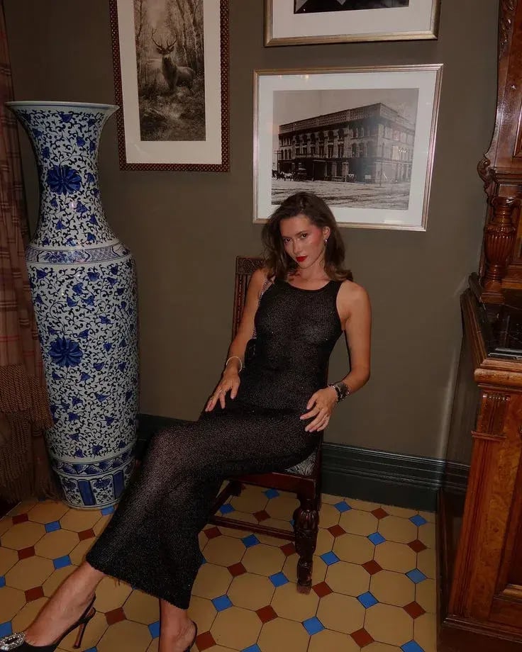 Asta Resort Natalia Long Maxi Dress in Black Sequin Size M / AU 10 photo 7