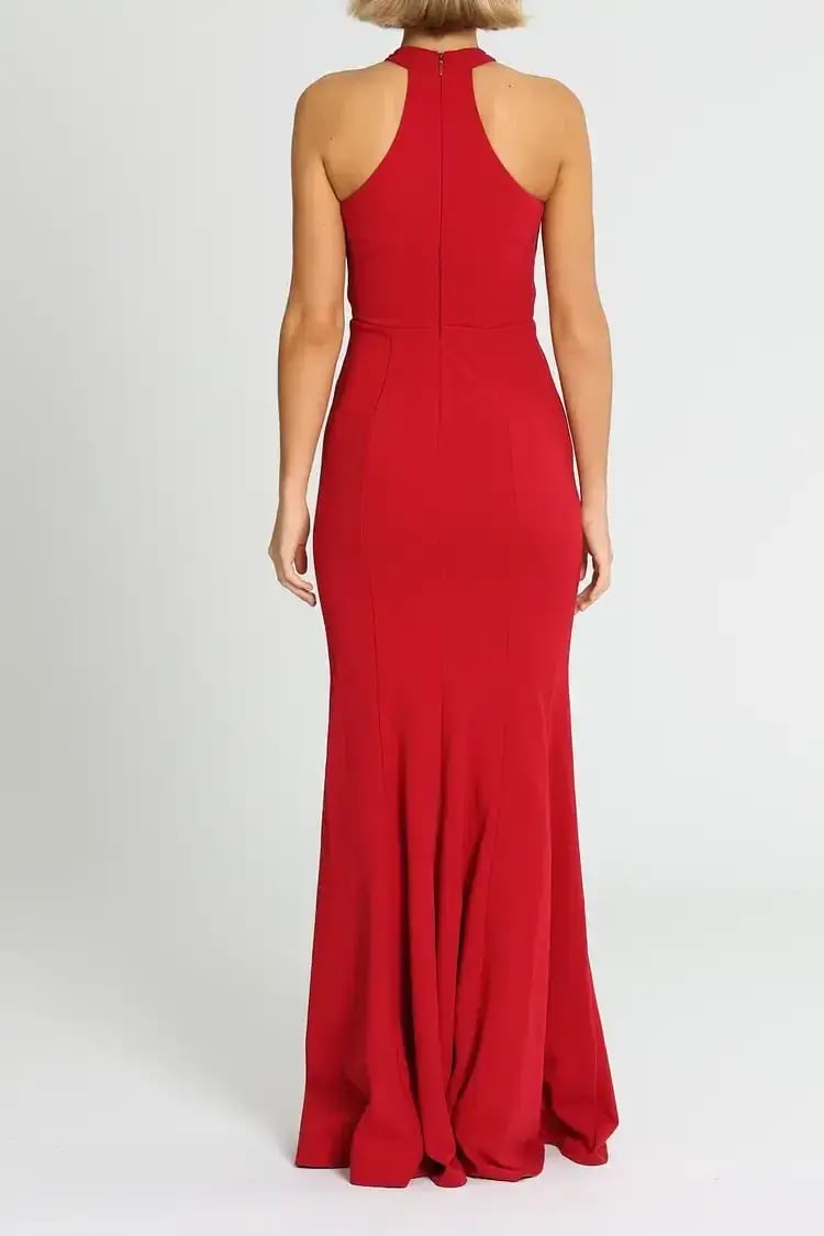 L'amour High Neck Scuba Crepe in Cherry Size AU 10 photo 3