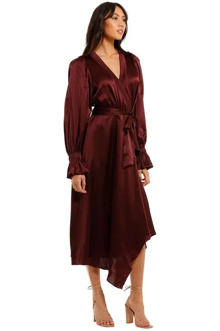 Ginger & Smart Molten Wrap Dress in Burgundy Size 12 photo 3