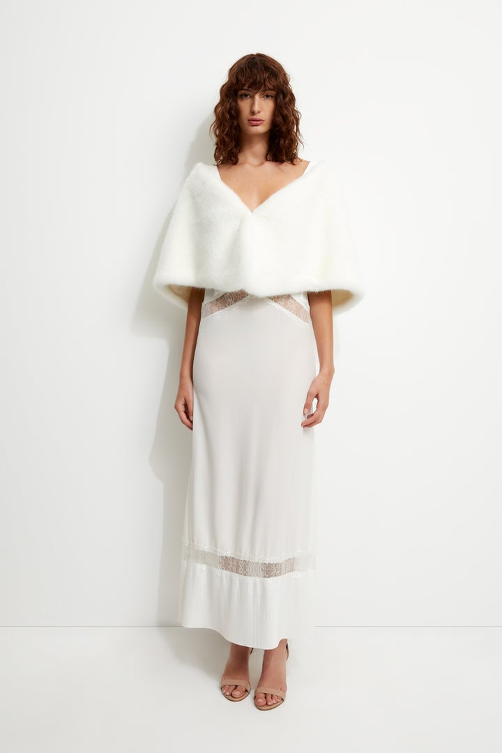UNREAL FUR Yasmine Wrap Fur Stole (White) photo 3