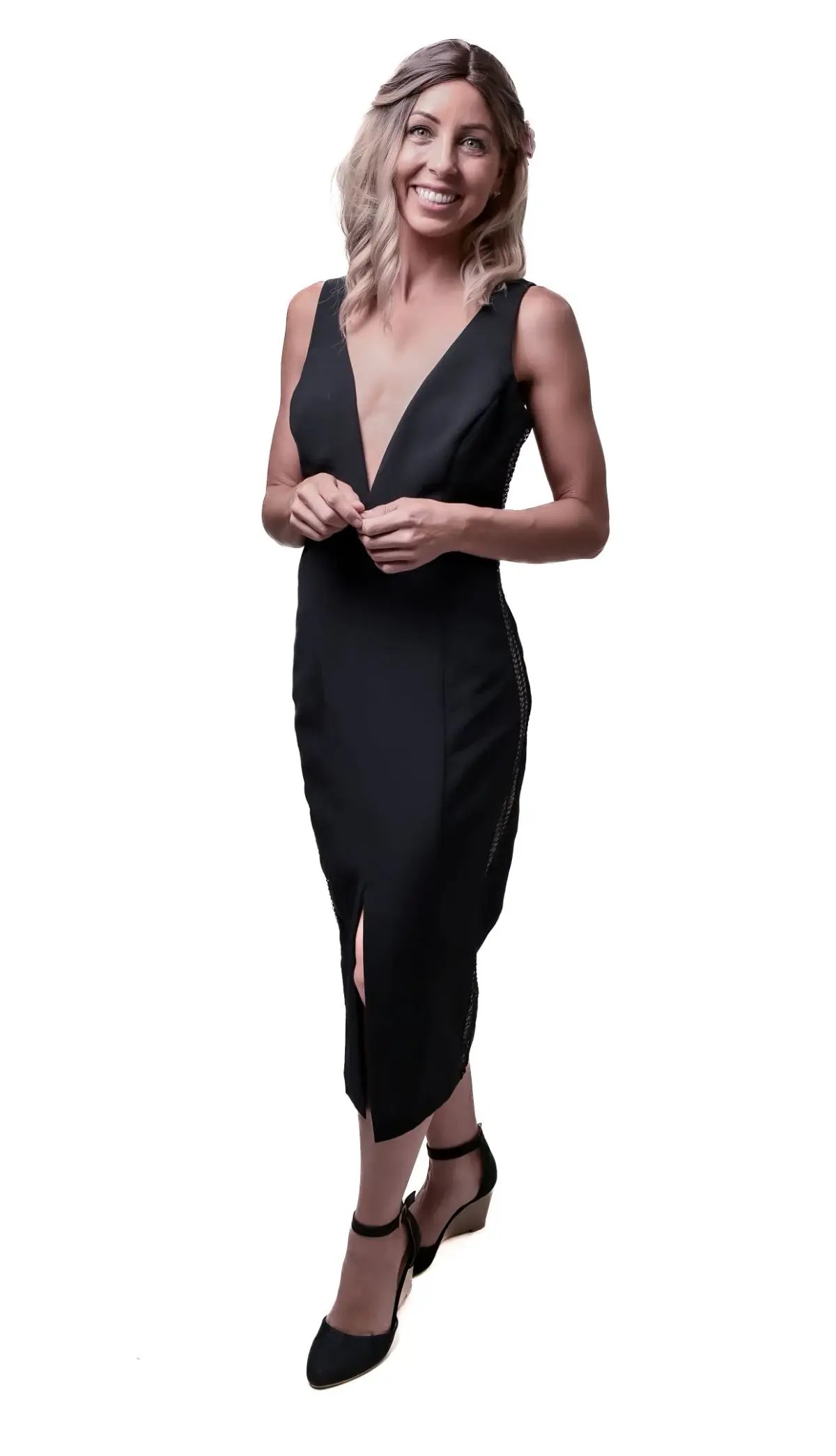 Bardot Bodycon Midi Dress Black Size 12 photo 6