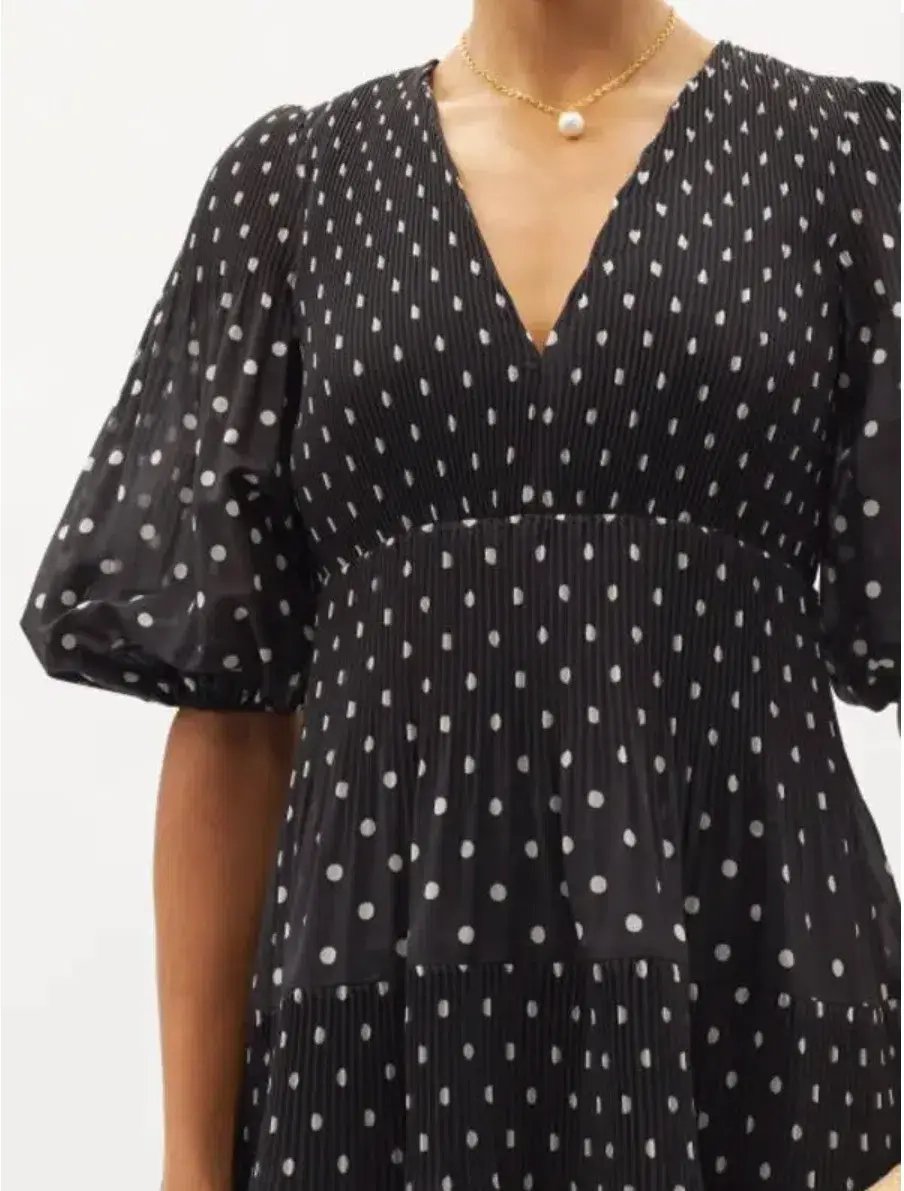 Zimmermann Polka-Dot Voile Puff Sleeve Midi Dress Black and White Size 1 / AU 10 photo 4