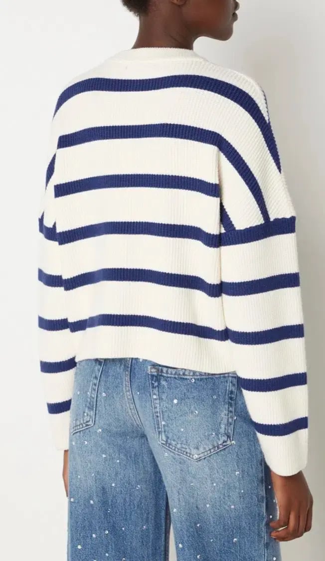 Maje Marine Striped Rib Sweater Size 10/1 photo 5