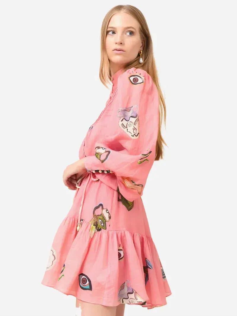 Alemais Cleo Smock Mini Dress Pink Size 8 AU photo 4