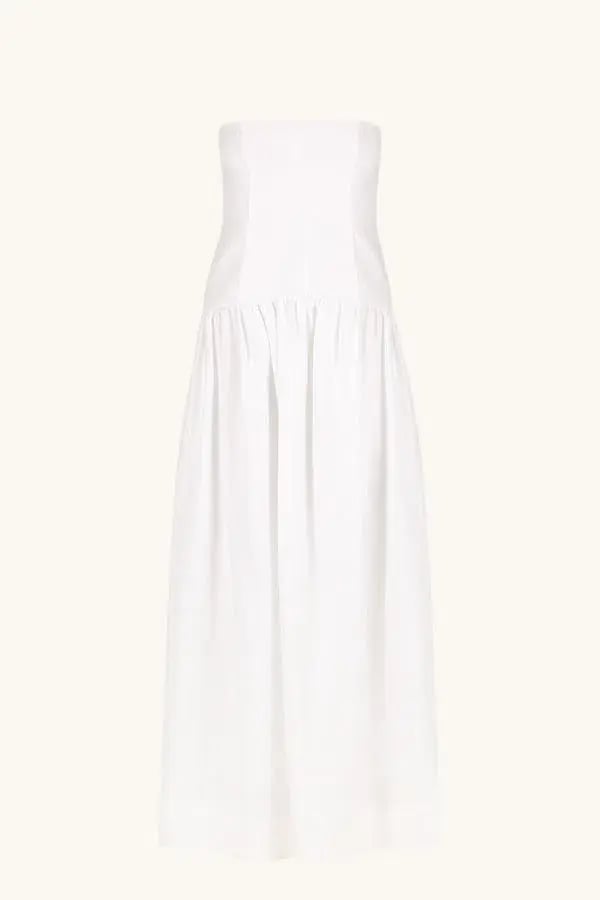 Shona Joy Blanc Linen Strapless Panelled Drop Waist Maxi Dress Ivory Size XS / AU 6 photo 6