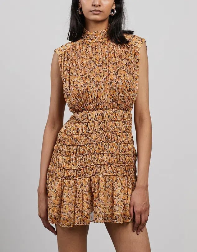 Shona Joy Colette High Neck Sleeveless Corded Mini Dress Print Size 12 photo 2