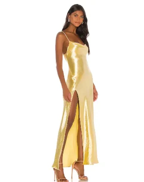 Yellow Satin dress size 8 photo 2