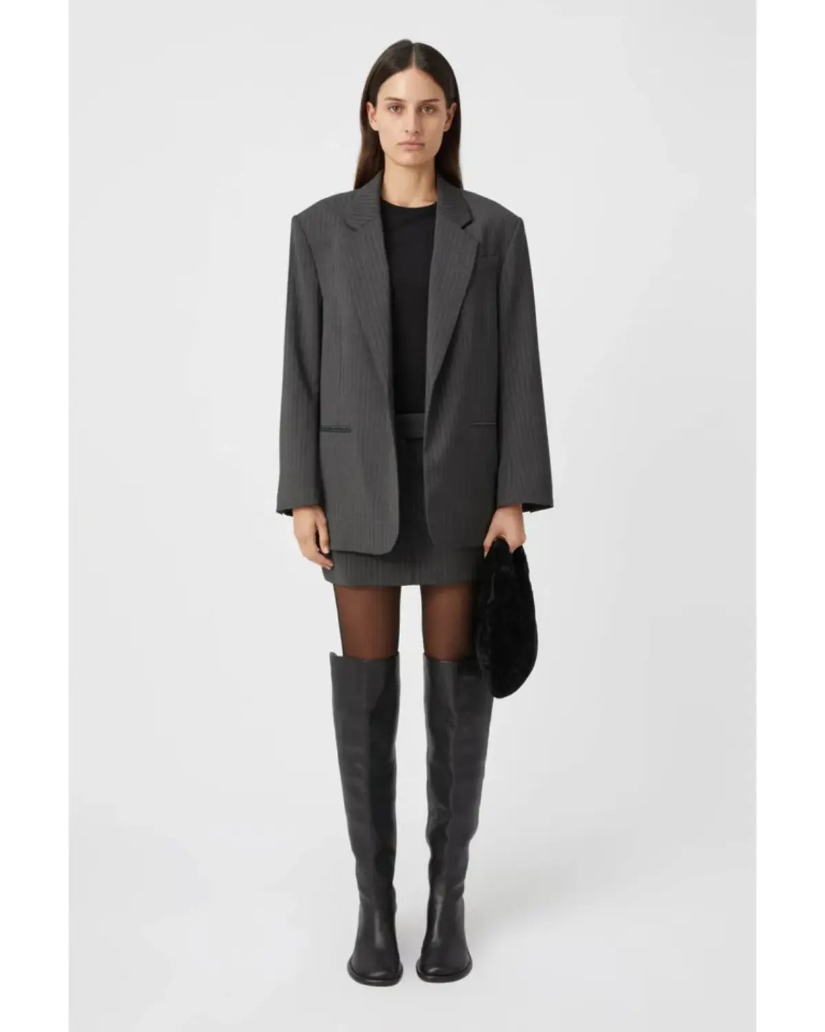 Camilla and Marc Brancusi Blazer and Pant Set Charcoal Pinstripe Size AU 8 photo 2