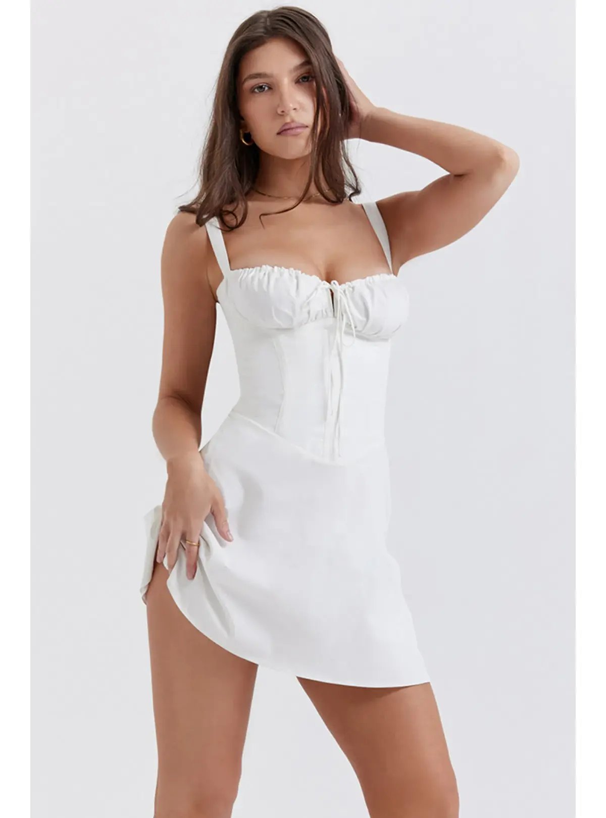 House Of CB Carlotta Corset Mini Dress White Size AU 6 photo 2