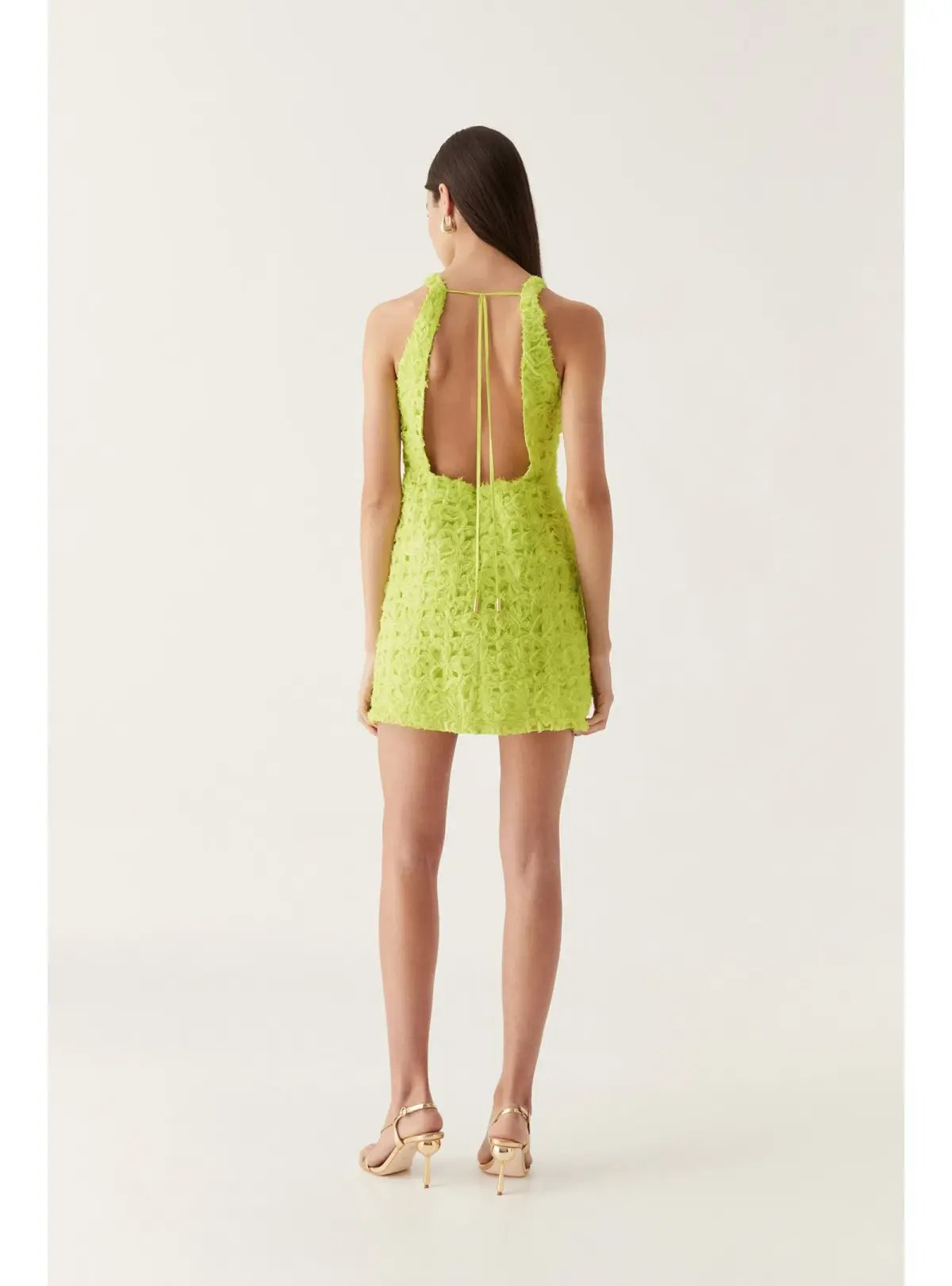 Aje Quintette Textured Mini Dress Light Lime Green Size AU 8 photo 3