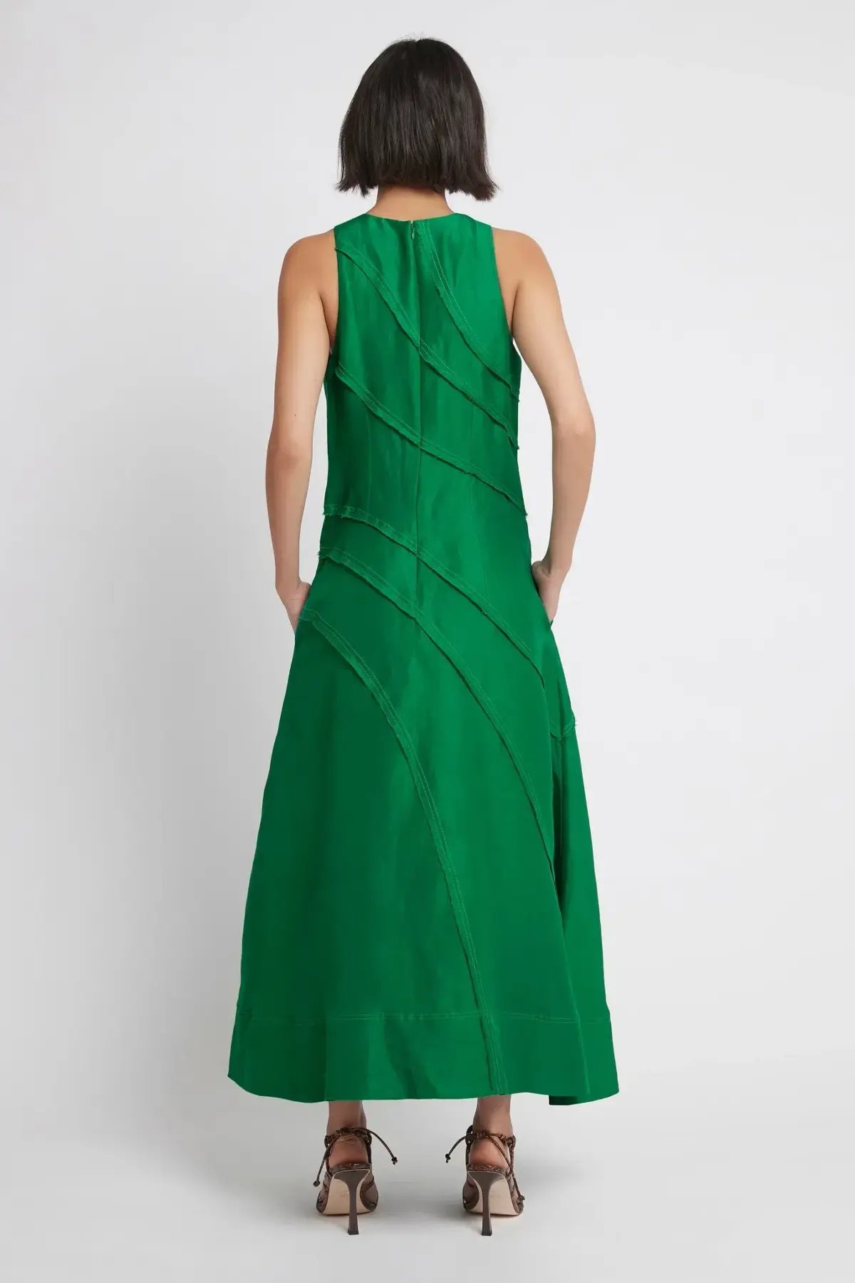 Aje Faraway Midi Dress Emerald Green Size 8 photo 3