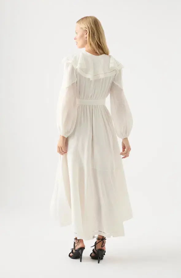 Aje Zoe Ruffle Wrap Midi Dress in Ivory Size 8 photo 3