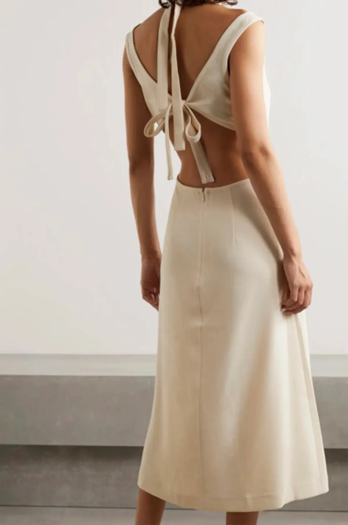 Dion Lee Tie Back Cut Out Crepe Midi Dress Cream Size M/Au 10 photo 2