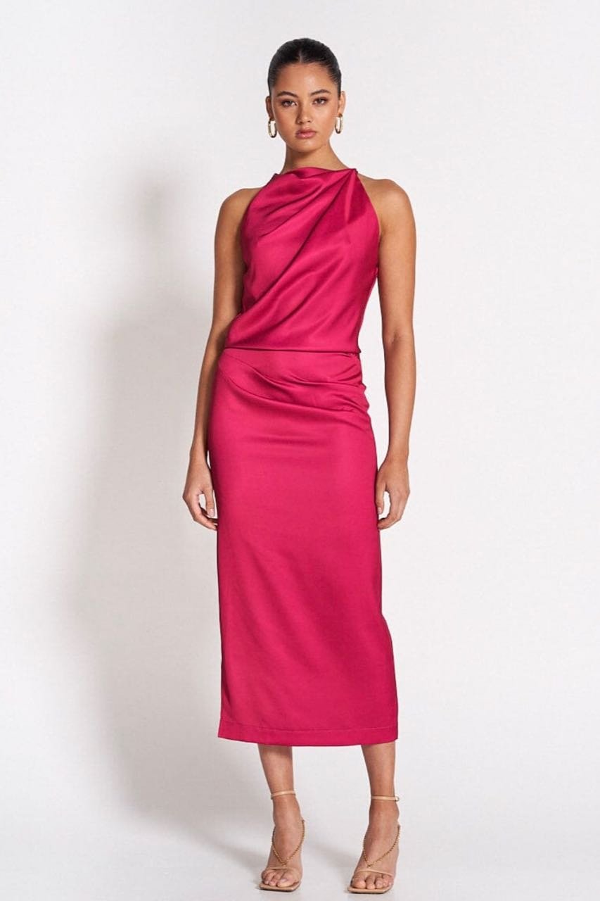 Sofia the Label Amelie High Satin Dress - Pink Berry photo 3